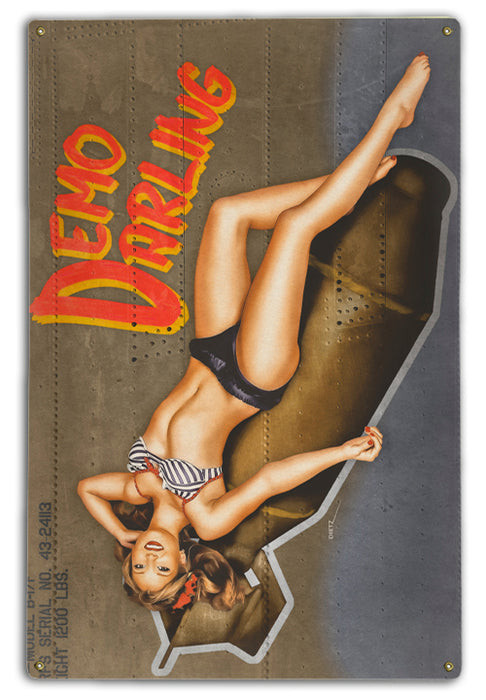 Demo Darling WW2 Bomber Pin-Up Girl Art Rendering - Prints54.com