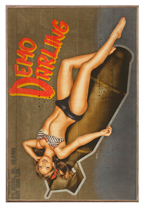 Demo Darling WW2 Bomber Pin-Up Girl Art Rendering - Prints54.com