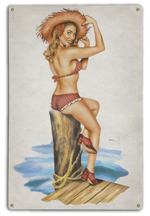 Dockside Salute Ocean Pin-Up Girl Art Rendering - Prints54.com