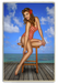 Dockside Stretch At The Coast Vintage Pin-Up Girl Art Rendering - Prints54.com