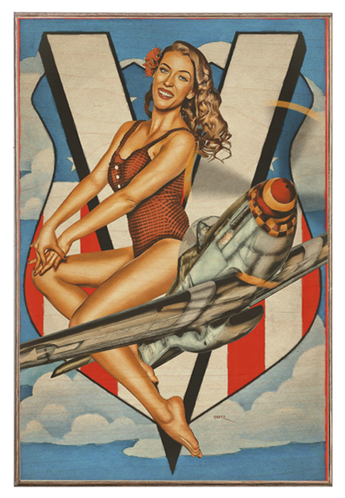 V For Victory! War Years WW2 Vintage Pin-Up Girl Art Rendering - Prints54.com