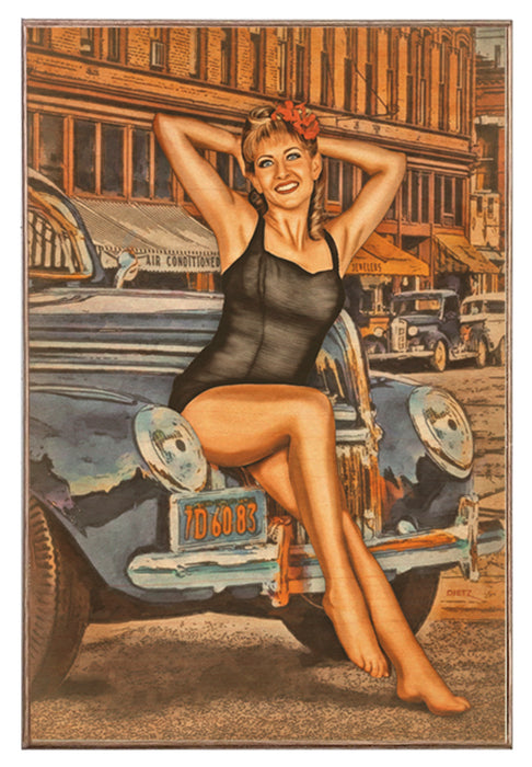 Girl and her Ford! Pin-Up Art Rendering - Prints54.com