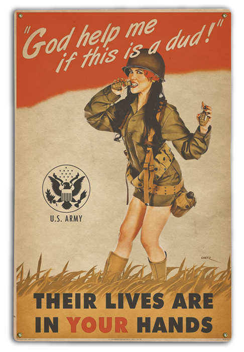 God Help Me! Soldier War Poster Vintage Military Pin-Up Girl Art Rendering - Prints54.com