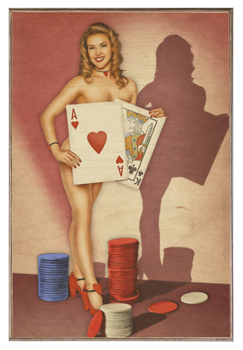 Gorgeous Gambler Ace Of Hearts Vintage Pin-Up Girl Art Rendering - Prints54.com