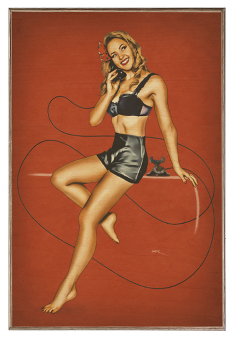 Gorgeous Gossip Telephone Chat Vintage Pin-Up Girl Art Rendering - Prints54.com