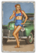 Green Glamour Classic Automobile Pin-Up Girl Art Rendering - Prints54.com