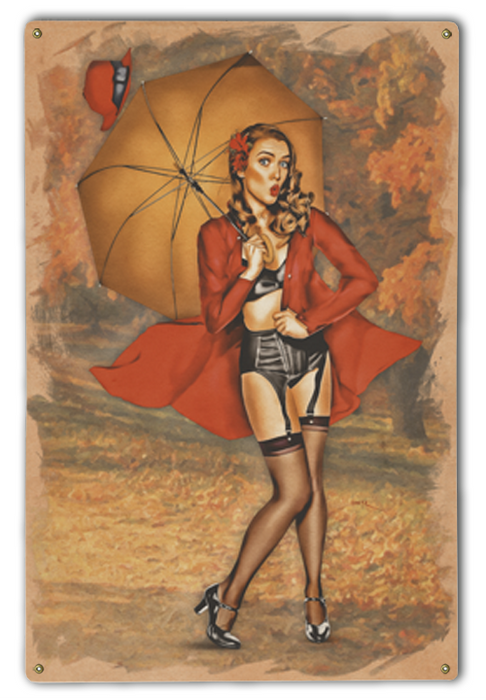 Gusty Reveal Vintage Pin-Up Girl Art Rendering - Prints54.com