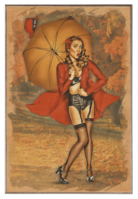 Gusty Reveal Vintage Pin-Up Girl Art Rendering - Prints54.com