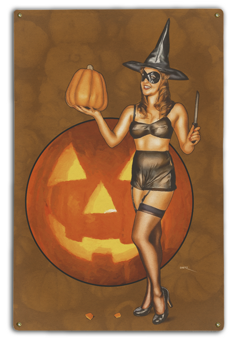 Halloween Fun Witch Pin-Up Girl Art Rendering - Prints54.com