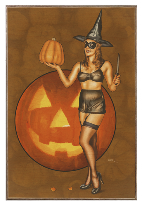 Halloween Fun Witch Pin-Up Girl Art Rendering - Prints54.com