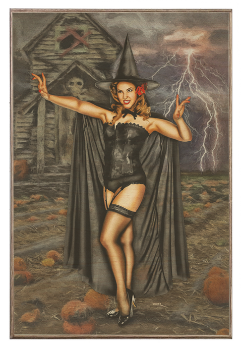 Halloween Spell Vintage Pin-Up Girl Art Rendering - Prints54.com