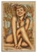 Hawaiian Honey At The Beach Vintage Pin-Up Girl Art Rendering - Prints54.com