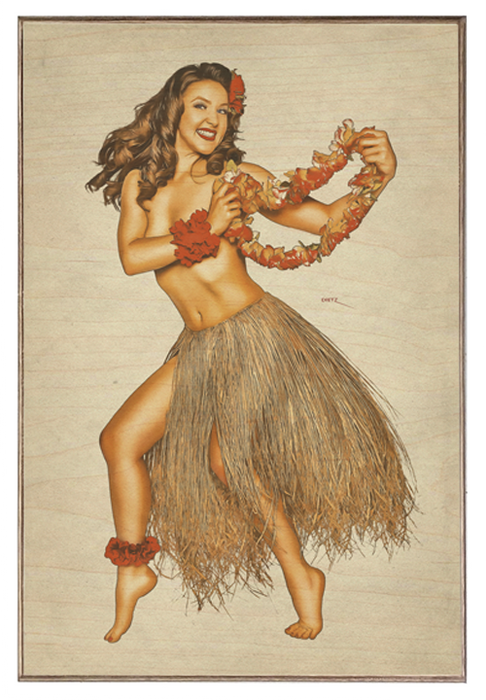 Hawaiian Hula Vintage Pin-Up Island Girl Tropical Art Rendering - Prints54.com