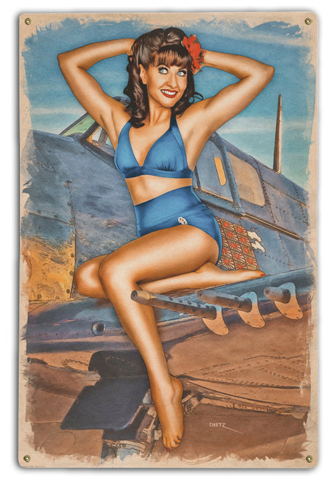 Hellcat Honey WW2 Fighter Pin-Up Girl Art Rendering - Prints54.com