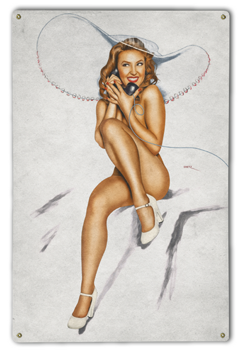 Hello Darling! Vintage Pin-Up Girl Art Rendering - Prints54.com