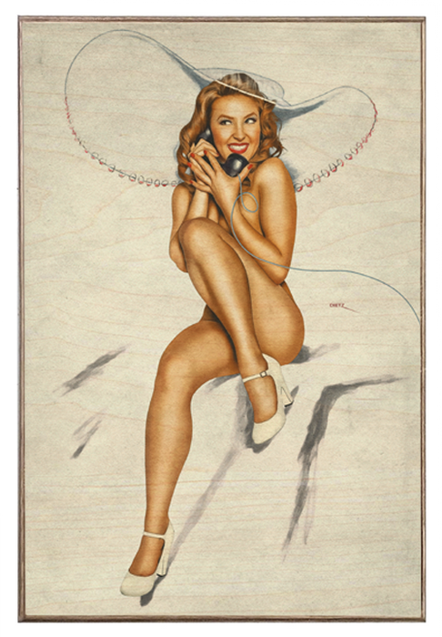 Hello Darling! Vintage Pin-Up Girl Art Rendering - Prints54.com