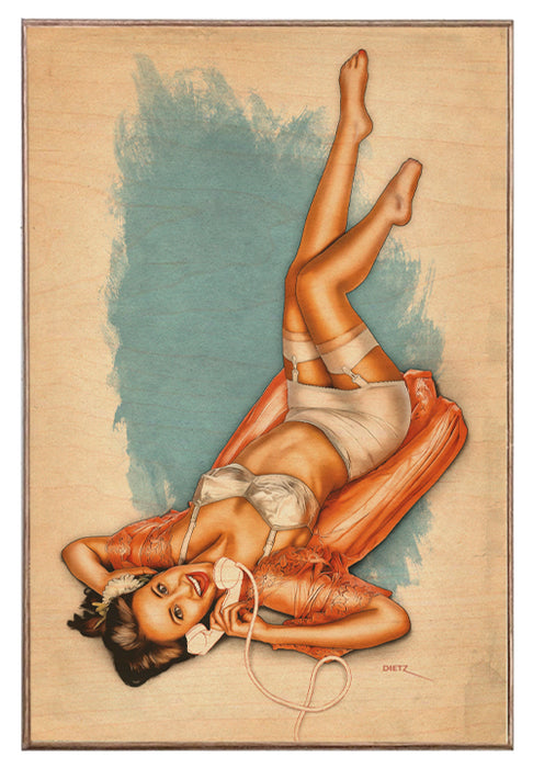 Hello Telephone Vintage Pin-Up Girl Art Rendering - Prints54.com