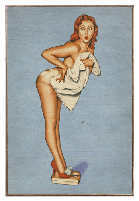 Vintage Pin-Up Girl How Many Pounds? Weight Scale Art Rendering - Prints54.com