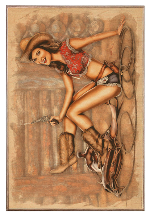 Howdy Cowboy Pin-Up Girl Art Rendering - Prints54.com