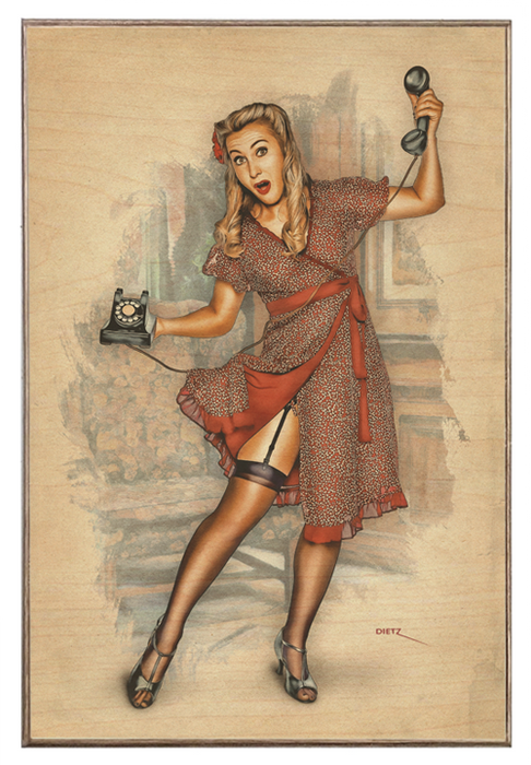 Hung Up Operator Vintage Pin-Up Girl Art Rendering - Prints54.com