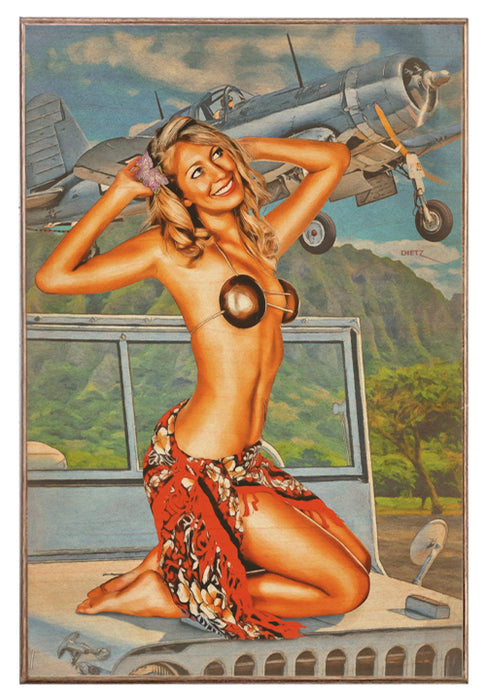 Hurry Back Now War Years Vintage Pin-Up Girl Art Rendering - Prints54.com