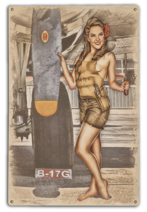 B-17 Bomber Prop I can Fix That! Military Pin-Up Girl Art Rendering - Prints54.com