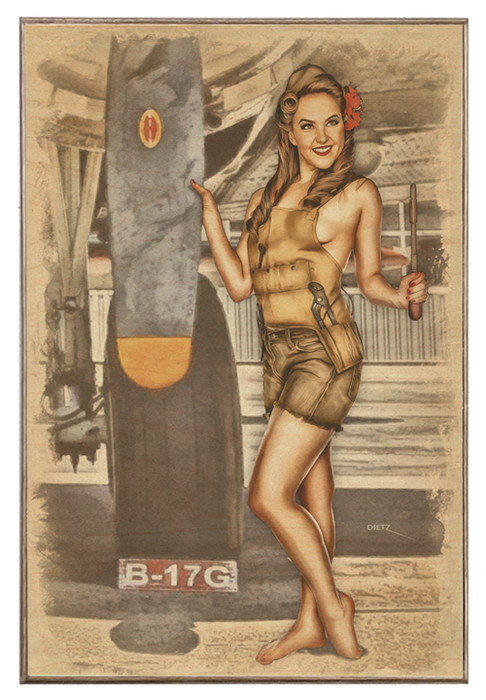 B-17 Bomber Prop I can Fix That! Military Pin-Up Girl Art Rendering - Prints54.com