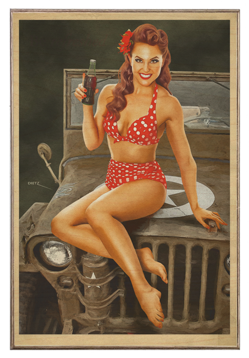 WW2 Military Pin-Up Girl With Soda And A Smile Art Rendering - Prints54.com