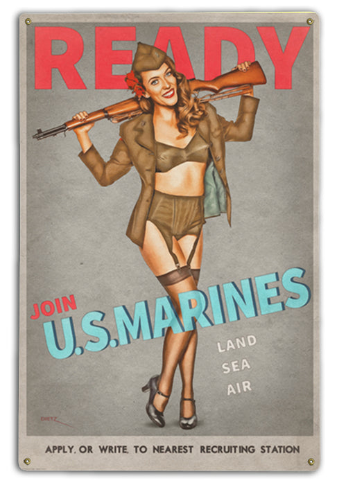 Join the US Marines! Pin-Up Girl Art Rendering - Prints54.com