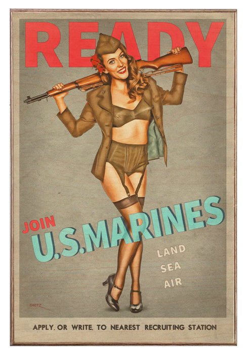 Join the US Marines! Pin-Up Girl Art Rendering - Prints54.com