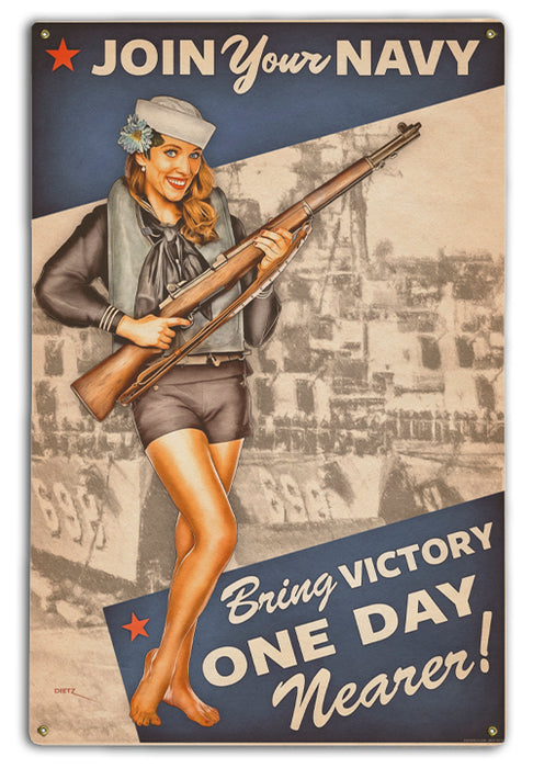 Join Your Navy Military Vintage Pin-Up Girl Art Rendering - Prints54.com