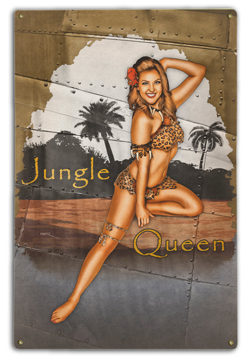 Jungle Queen WW2 Bomber Nose Art Pin-Up Girl Art Rendering - Prints54.com