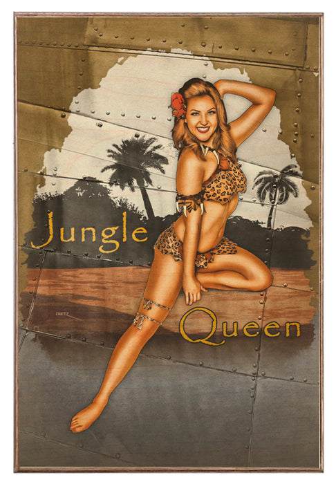 Jungle Queen WW2 Bomber Nose Art Pin-Up Girl Art Rendering - Prints54.com