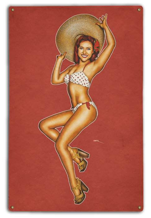 Lady in Red Vintage Pin-Up Girl Art Rendering - Prints54.com