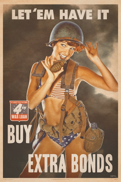 Let Em Have It! Soldier Girl Pin-Up Art Rendering - Prints54.com