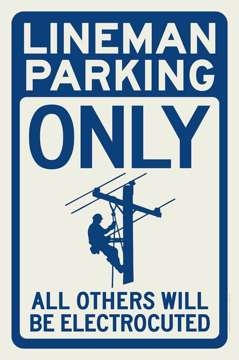 Lineman Parking Electrocuted (Blue) Art Rendering - Prints54.com