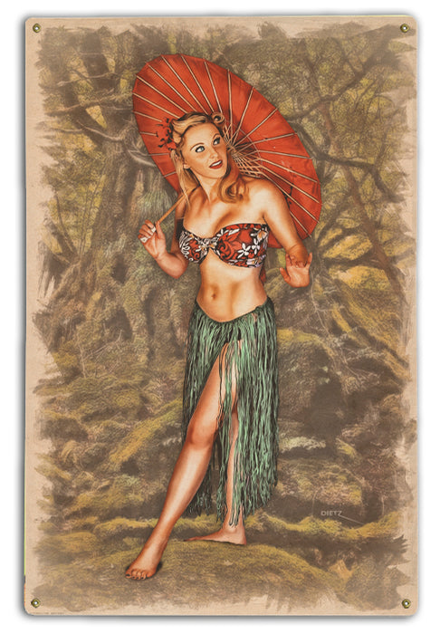 Lost in Paradise Pin-Up Girl Art Rendering - Prints54.com