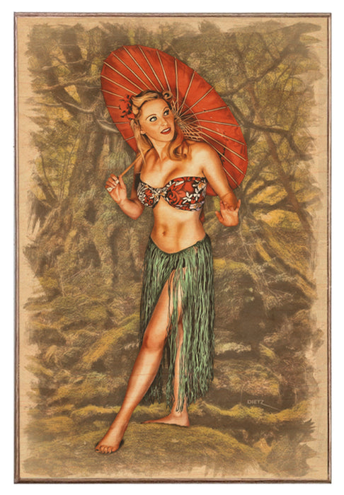 Lost in Paradise Pin-Up Girl Art Rendering - Prints54.com