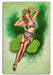 Lucky Green Vintage Pin-Up Girl Art Rendering - Prints54.com