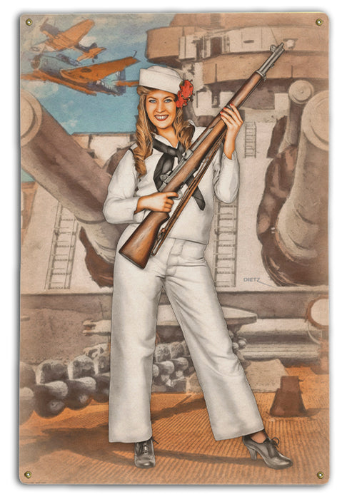 Midway Tribute Battleship Vintage Pin-Up Girl Art Rendering - Prints54.com