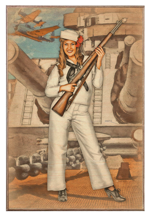 Midway Tribute Battleship Vintage Pin-Up Girl Art Rendering - Prints54.com