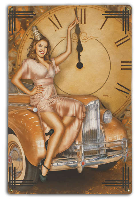 New Year's Celebration Vintage Pin-Up Girl Art Rendering - Prints54.com