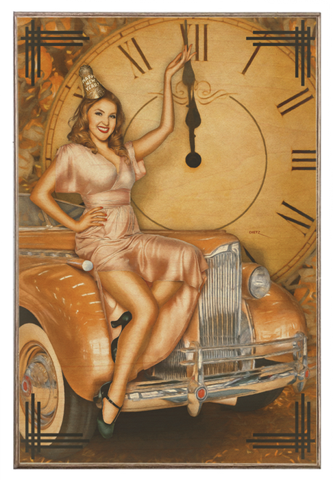 New Year's Celebration Vintage Pin-Up Girl Art Rendering - Prints54.com