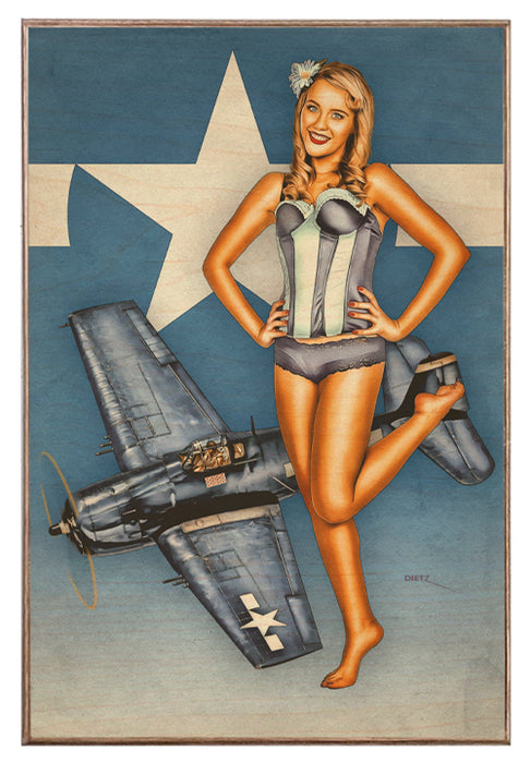 Mighty Hellcat Fighter WW2 Pin-Up Girl Art Rendering - Prints54.com