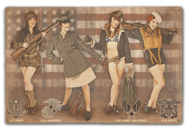 US Military Salute Pin-Up Girl War Years Art Rendering - Prints54.com