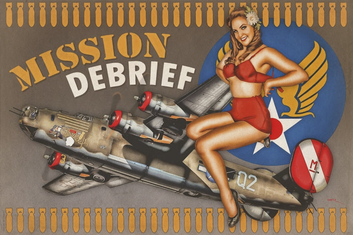 Mission Debrief Military Pin-Up Girl Art Rendering - Prints54.com