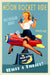 Retro Pin-Up Girl Moon Rocket Ride Art Rendering - Prints54.com