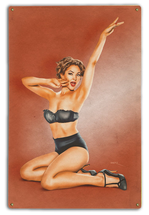 Morning Stretch Vintage Pin-Up Girl Art Rendering - Prints54.com