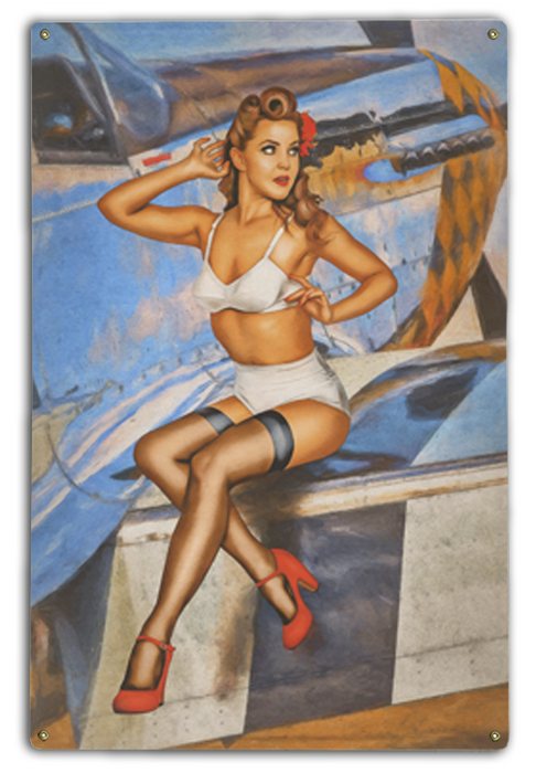 P-51 Mustang Fighter Goddess Pin-Up Girl Art Rendering - Prints54.com