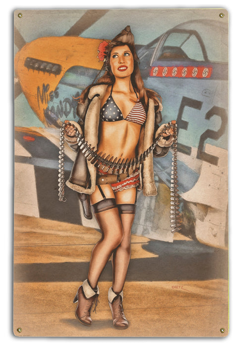 USAF P-54 Mustang Reload Vintage Military Pin-Up Girl Art Rendering - Prints54.com